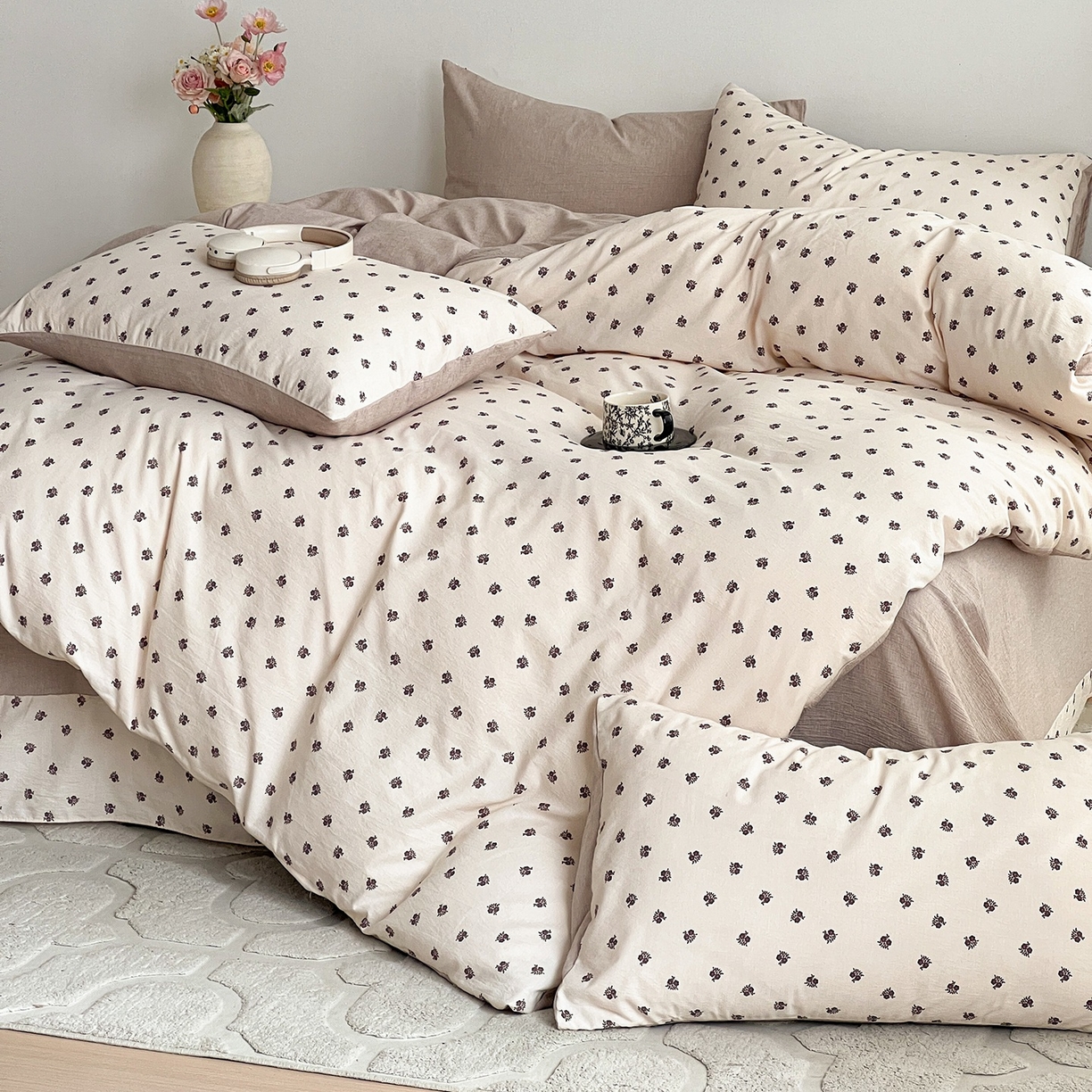 91家纺网 家纺一手货源 找家纺 弗苓家纺 2026春季新款高克重加厚色织提花四件套 知野