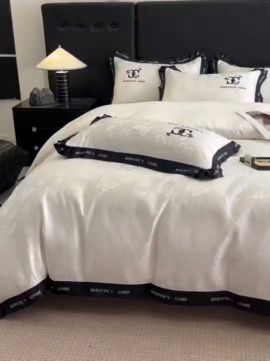 91家纺网 家纺一手货源 找家纺 （总）宇航家纺 2026新款专版厚织亮丝提花水洗真丝四件套梦蝶系列