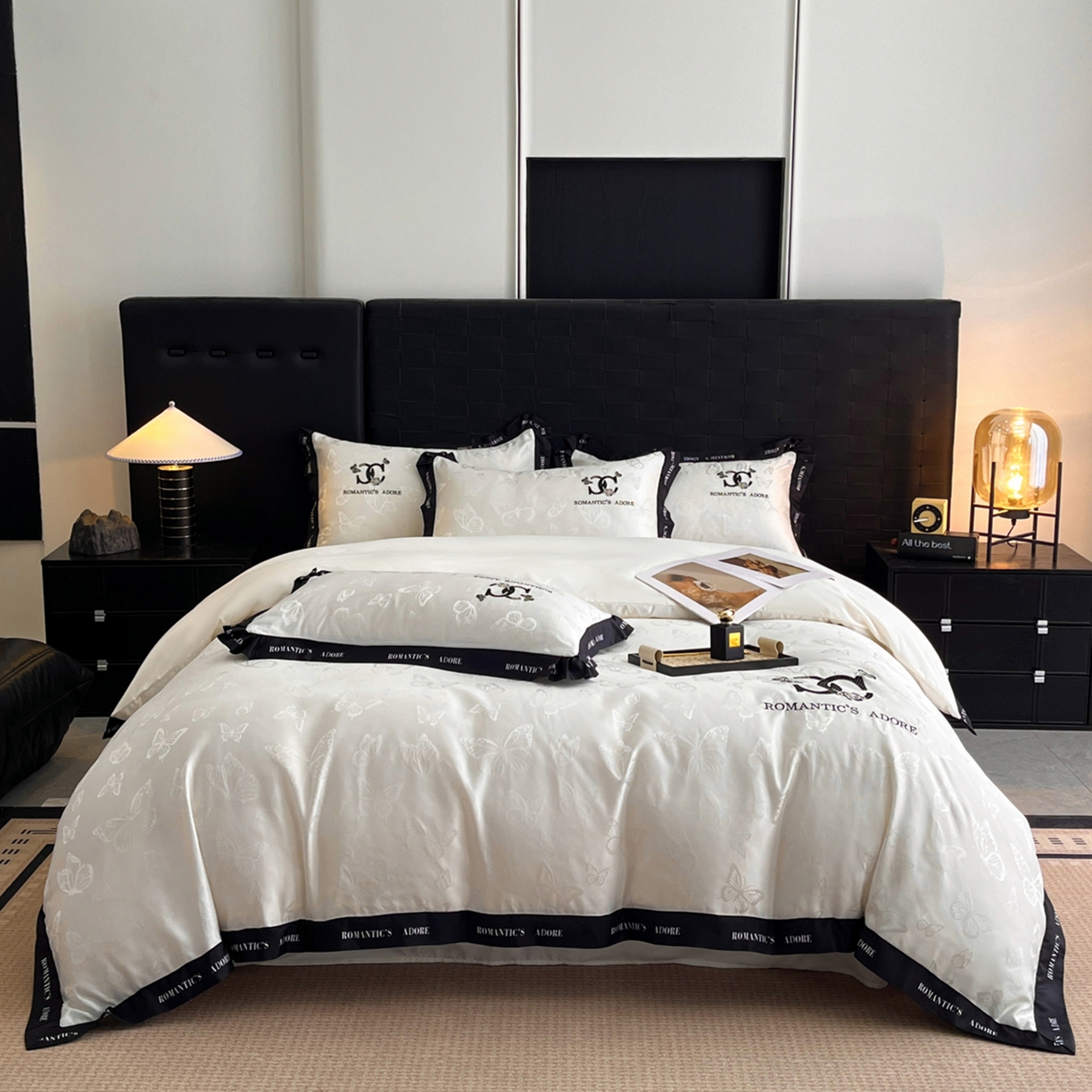 91家纺网 家纺一手货源 找家纺 （总）宇航家纺 2026新款专版厚织亮丝提花水洗真丝四件套梦蝶系列