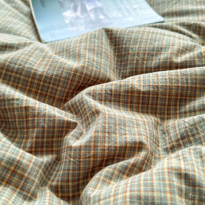 91家纺网 家纺一手货源 找家纺 橙子家居 2026新款全棉纯棉色织水洗棉棉花床盖四件套 安哥拉-绿