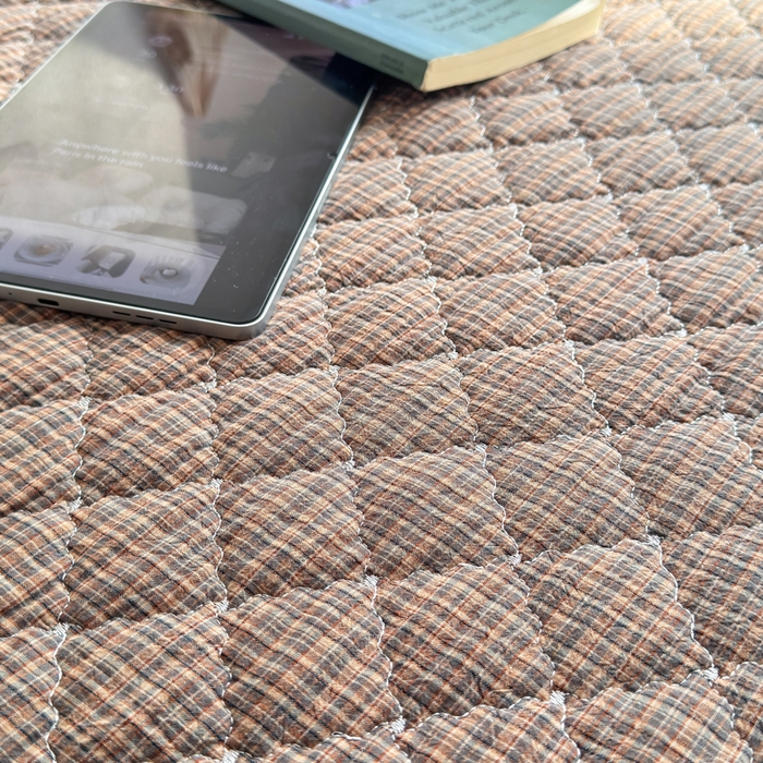 91家纺网 家纺一手货源 找家纺 橙子家居 2026新款全棉纯棉色织水洗棉棉花床盖四件套 安哥拉-咖