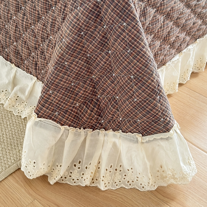 91家纺网 家纺一手货源 找家纺 橙子家居 2026新款全棉纯棉色织水洗棉棉花床盖四件套 安哥拉-咖