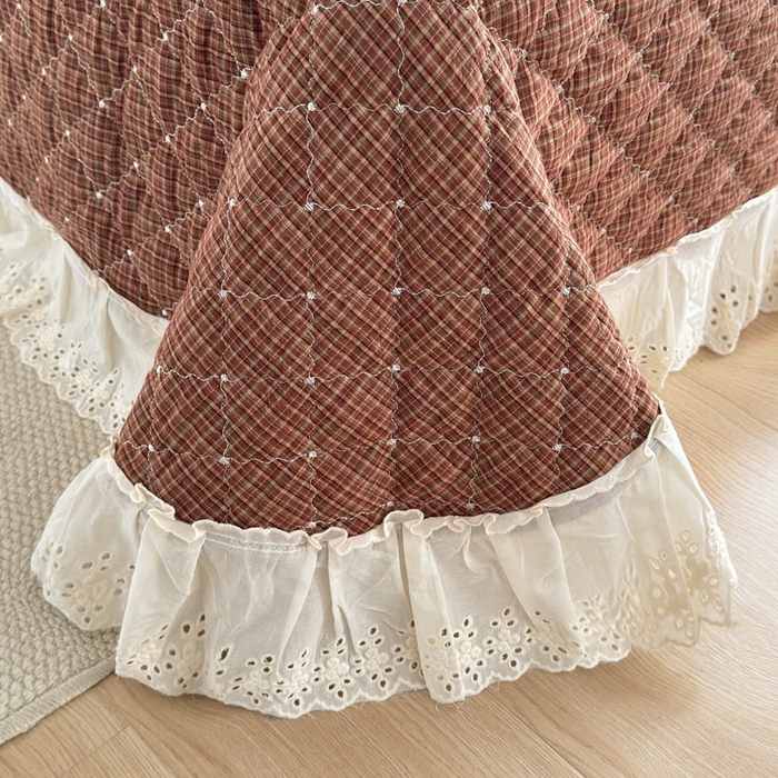 91家纺网 家纺一手货源 找家纺 橙子家居 2026新款全棉纯棉色织水洗棉棉花床盖四件套 安哥拉-红