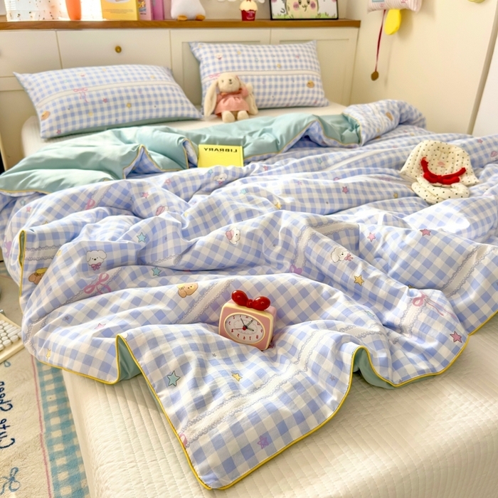 91家纺网 家纺一手货源 找家纺 （总）金蕊阁 2025新款A类水洗双层纱夏被大豆夏被夏凉被空调被