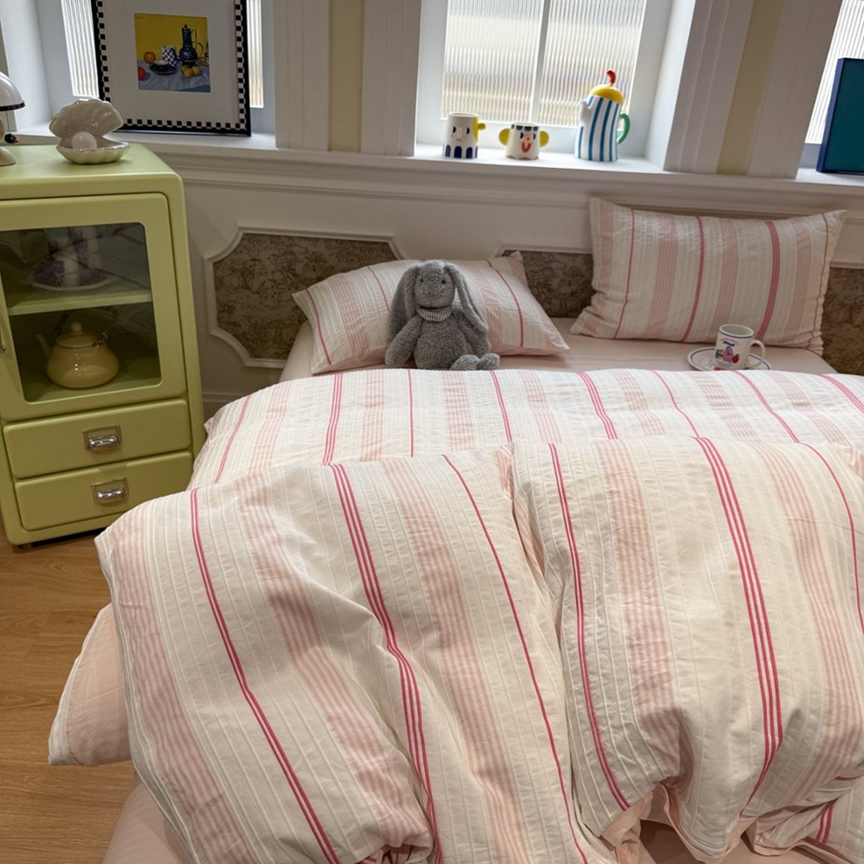 91家纺网 家纺一手货源 找家纺 仰望棉麻双层纱供应链 2026新款全棉色织提花四件套-太妃糖-红