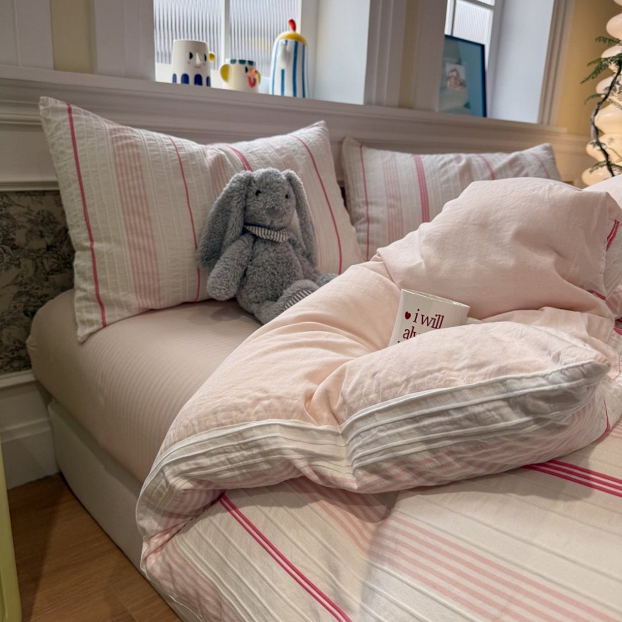 91家纺网 家纺一手货源 找家纺 仰望棉麻双层纱供应链 2026新款全棉色织提花四件套-太妃糖-红