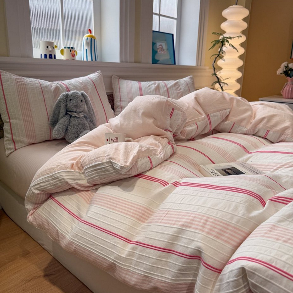 （总）仰望棉麻双层纱供应链 2026新款全棉色织提花四件套-太妃糖