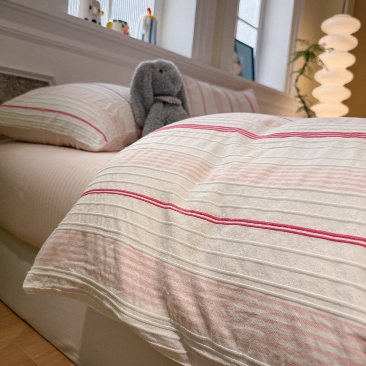 91家纺网 家纺一手货源 找家纺 仰望棉麻双层纱供应链 2026新款全棉色织提花四件套-太妃糖-红