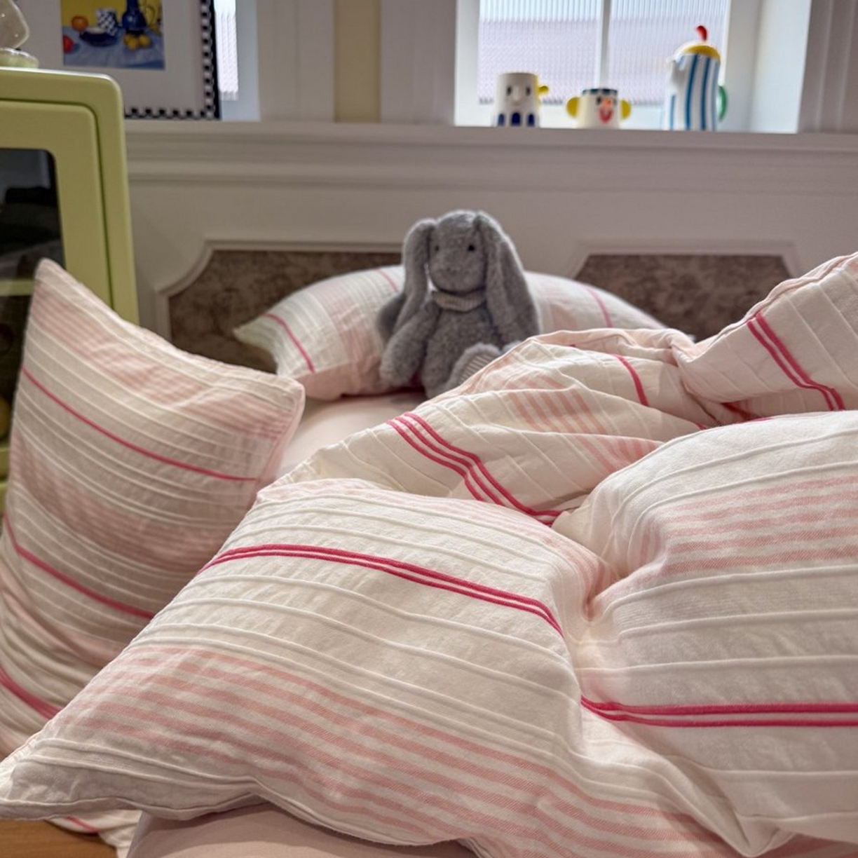 91家纺网 家纺一手货源 找家纺 仰望棉麻双层纱供应链 2026新款全棉色织提花四件套-太妃糖-红