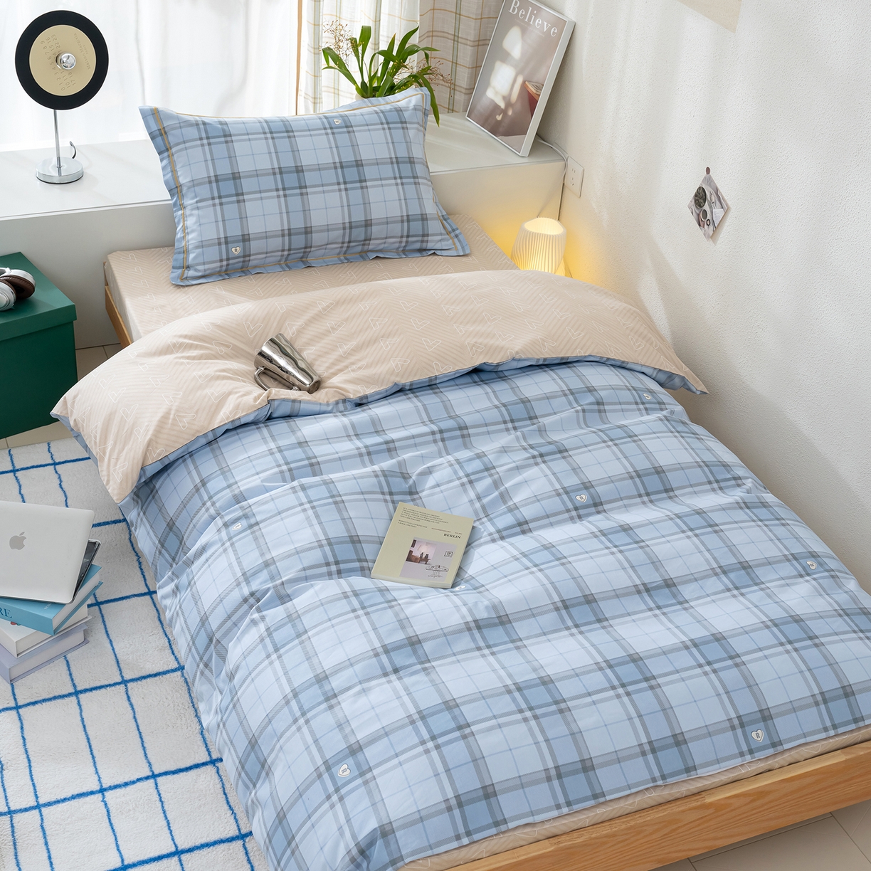 91家纺网 家纺一手货源 找家纺 良佐生活 2026新款A类铂金精梳全棉学生三件套 贝里斯