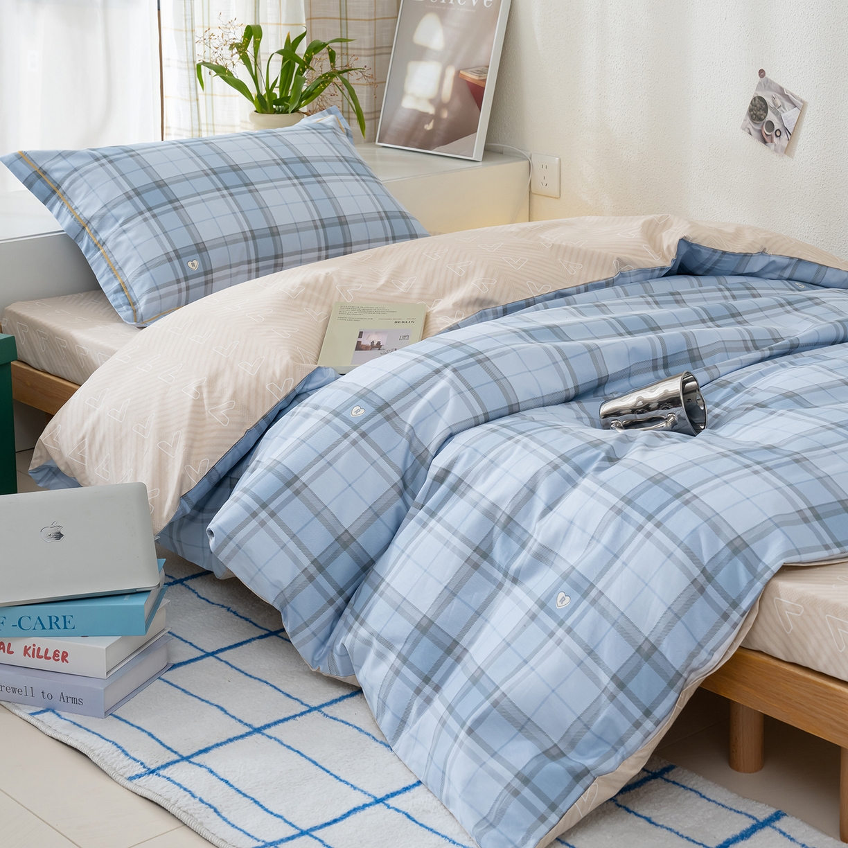 91家纺网 家纺一手货源 找家纺 良佐生活 2026新款A类铂金精梳全棉学生三件套 贝里斯