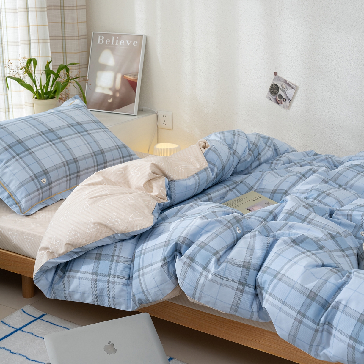 91家纺网 家纺一手货源 找家纺 良佐生活 2026新款A类铂金精梳全棉学生三件套 贝里斯