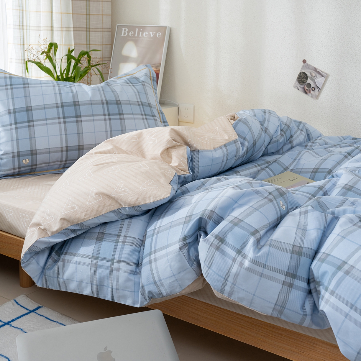 91家纺网 家纺一手货源 找家纺 良佐生活 2026新款A类铂金精梳全棉学生三件套 贝里斯