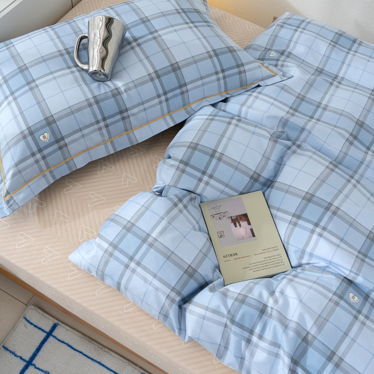 91家纺网 家纺一手货源 找家纺 良佐生活 2026新款A类铂金精梳全棉学生三件套 贝里斯