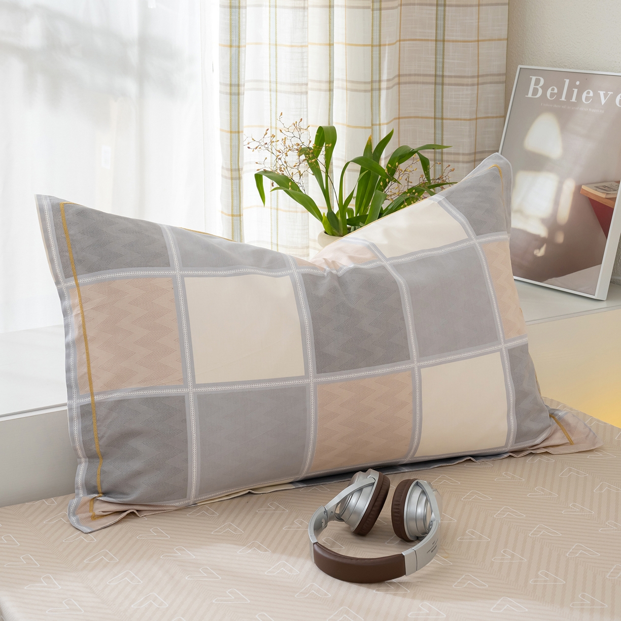 91家纺网 家纺一手货源 找家纺 良佐生活 2026新款A类铂金精梳全棉学生三件套 云川