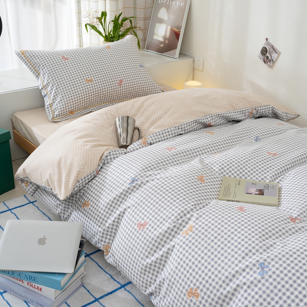 良佐生活 2026新款A类铂金精梳全棉学生三件套 柚子小西