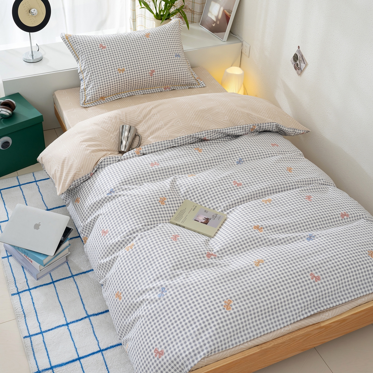 91家纺网 家纺一手货源 找家纺 良佐生活 2026新款A类铂金精梳全棉学生三件套 柚子小西