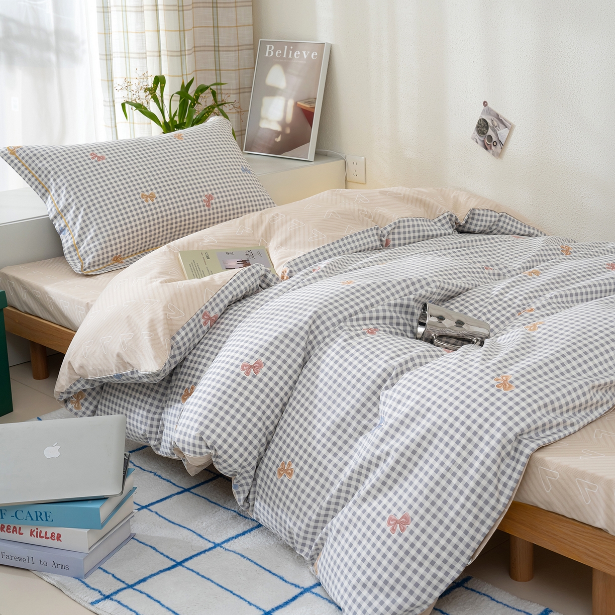 91家纺网 家纺一手货源 找家纺 良佐生活 2026新款A类铂金精梳全棉学生三件套 柚子小西