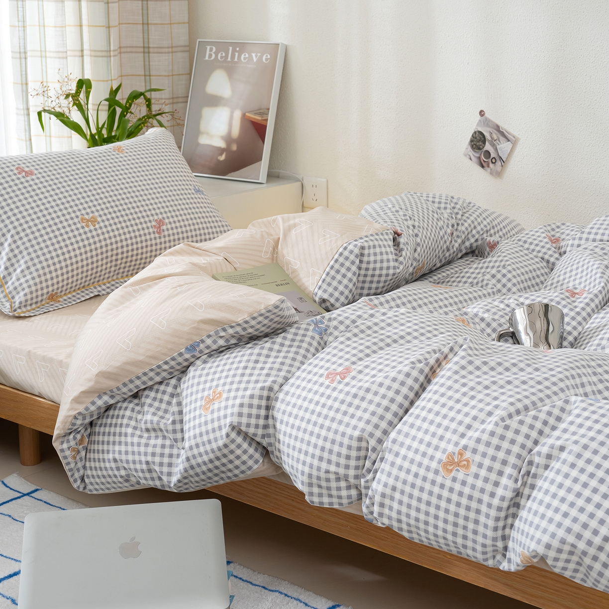 91家纺网 家纺一手货源 找家纺 良佐生活 2026新款A类铂金精梳全棉学生三件套 柚子小西