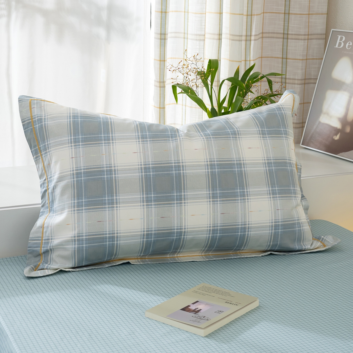 91家纺网 家纺一手货源 找家纺 良佐生活 2026新款A类铂金精梳全棉学生三件套 溪言-兰