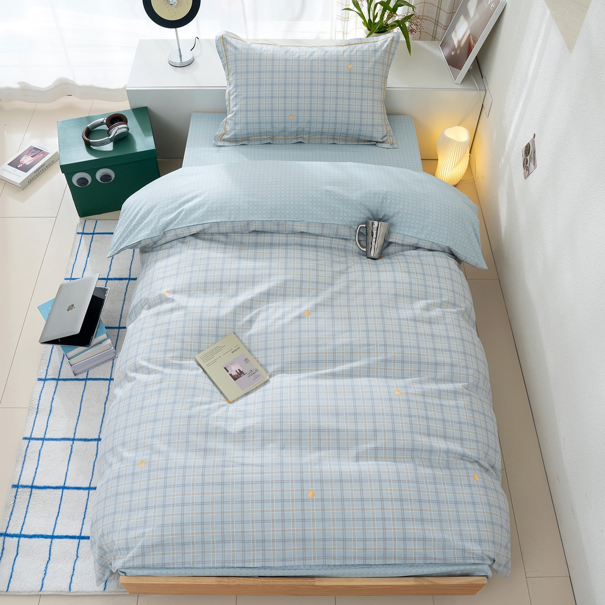 91家纺网 家纺一手货源 找家纺 良佐生活 2026新款A类铂金精梳全棉学生三件套 莉亚