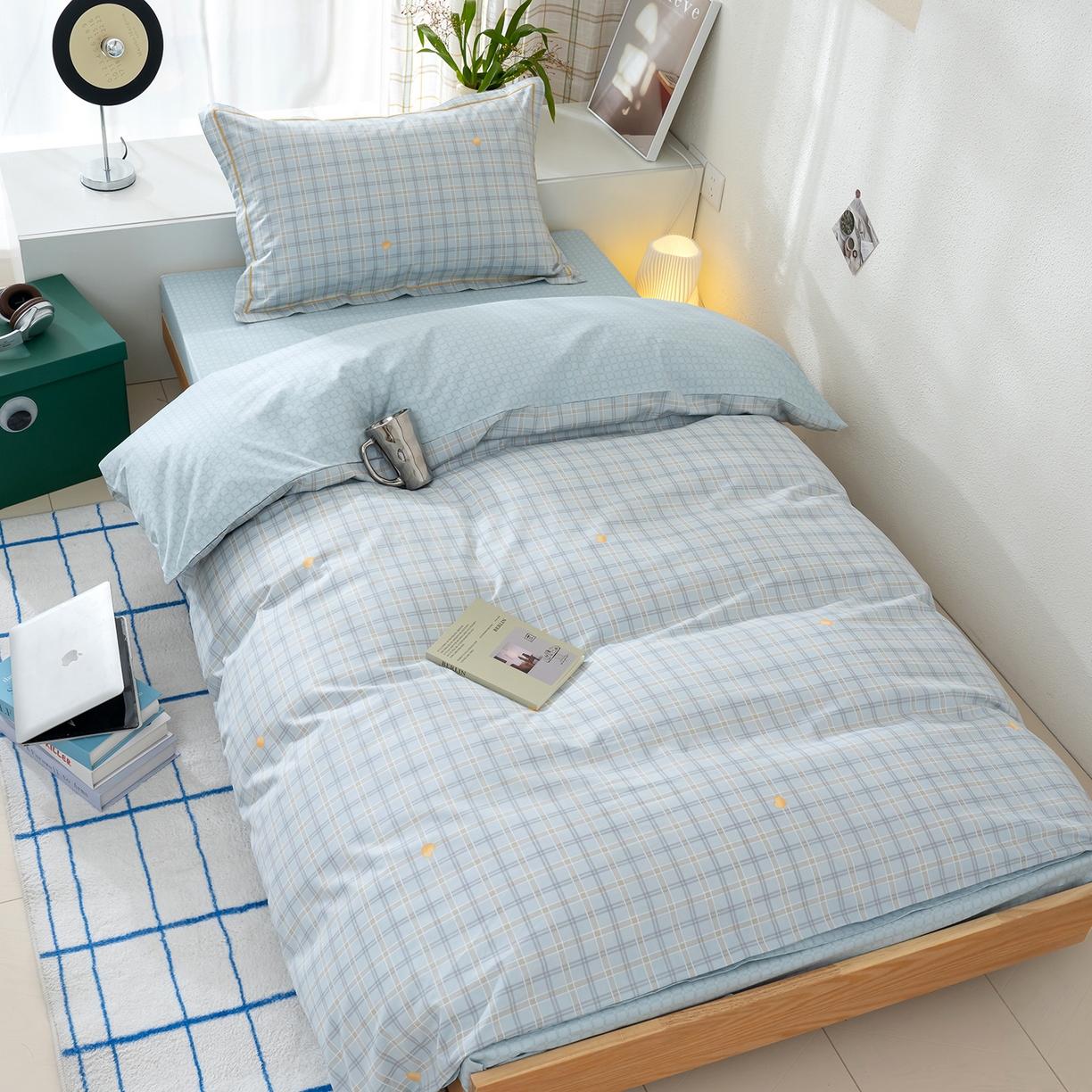 91家纺网 家纺一手货源 找家纺 良佐生活 2026新款A类铂金精梳全棉学生三件套 莉亚