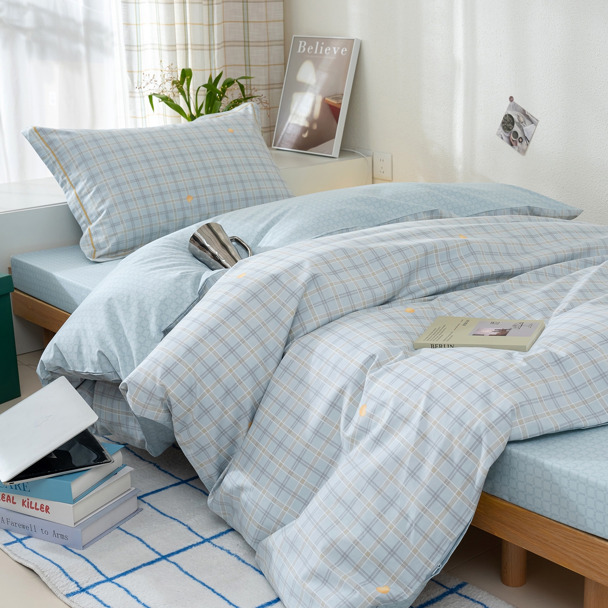 91家纺网 家纺一手货源 找家纺 良佐生活 2026新款A类铂金精梳全棉学生三件套 莉亚