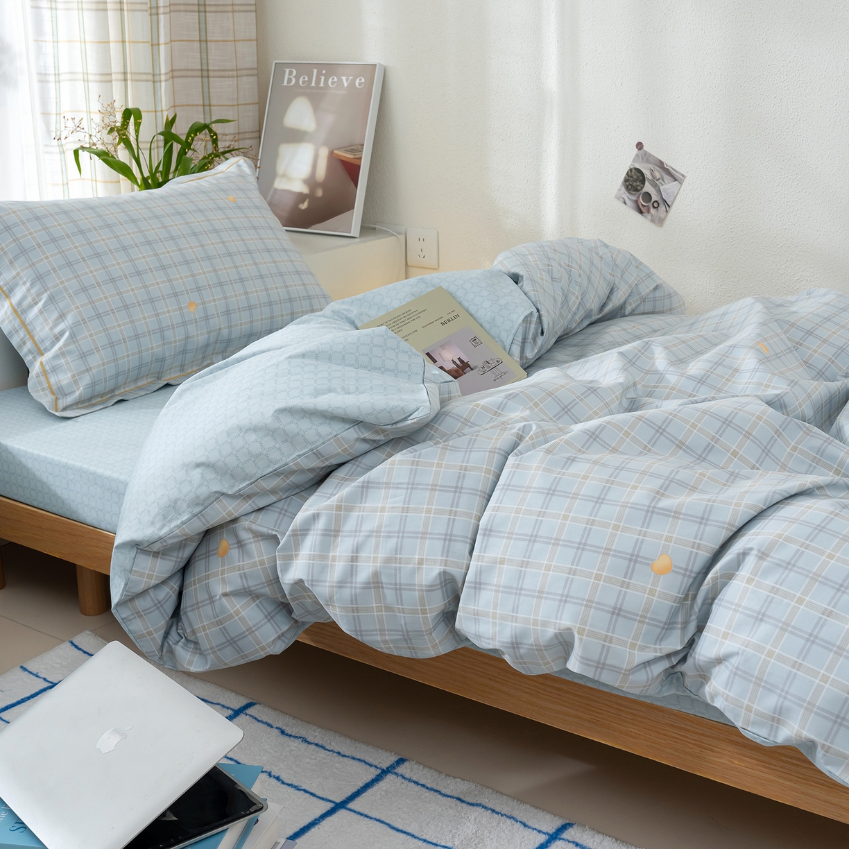 91家纺网 家纺一手货源 找家纺 良佐生活 2026新款A类铂金精梳全棉学生三件套 莉亚