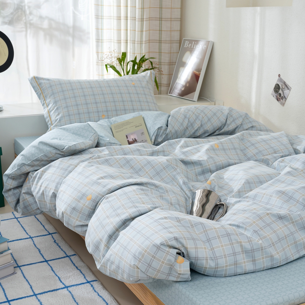 91家纺网 家纺一手货源 找家纺 良佐生活 2026新款A类铂金精梳全棉学生三件套 莉亚