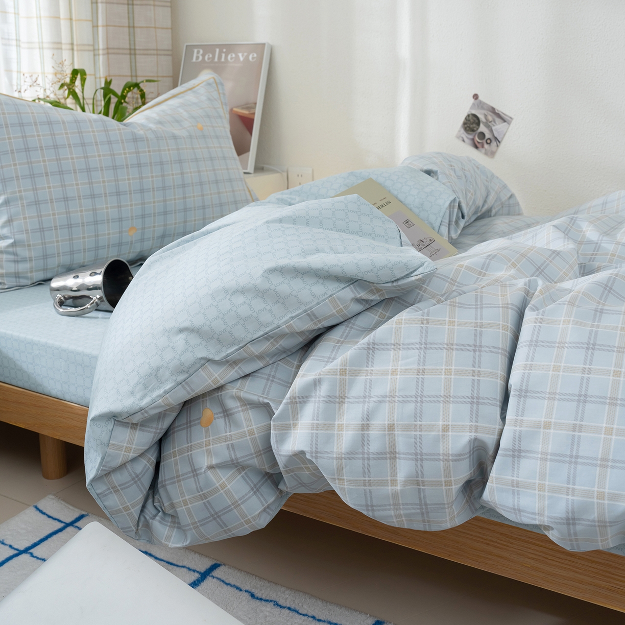 91家纺网 家纺一手货源 找家纺 良佐生活 2026新款A类铂金精梳全棉学生三件套 莉亚