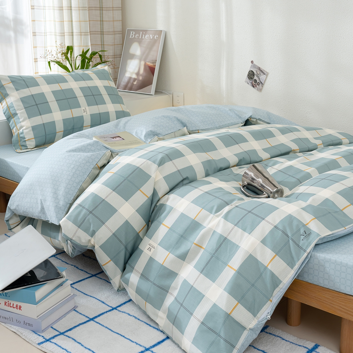 91家纺网 家纺一手货源 找家纺 良佐生活 2026新款A类铂金精梳全棉学生三件套 初遇-绿