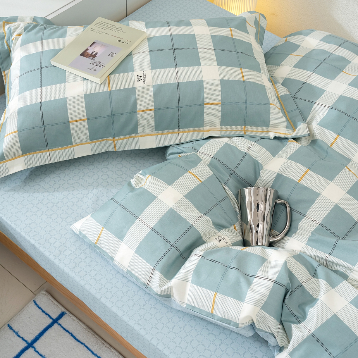 91家纺网 家纺一手货源 找家纺 良佐生活 2026新款A类铂金精梳全棉学生三件套 初遇-绿