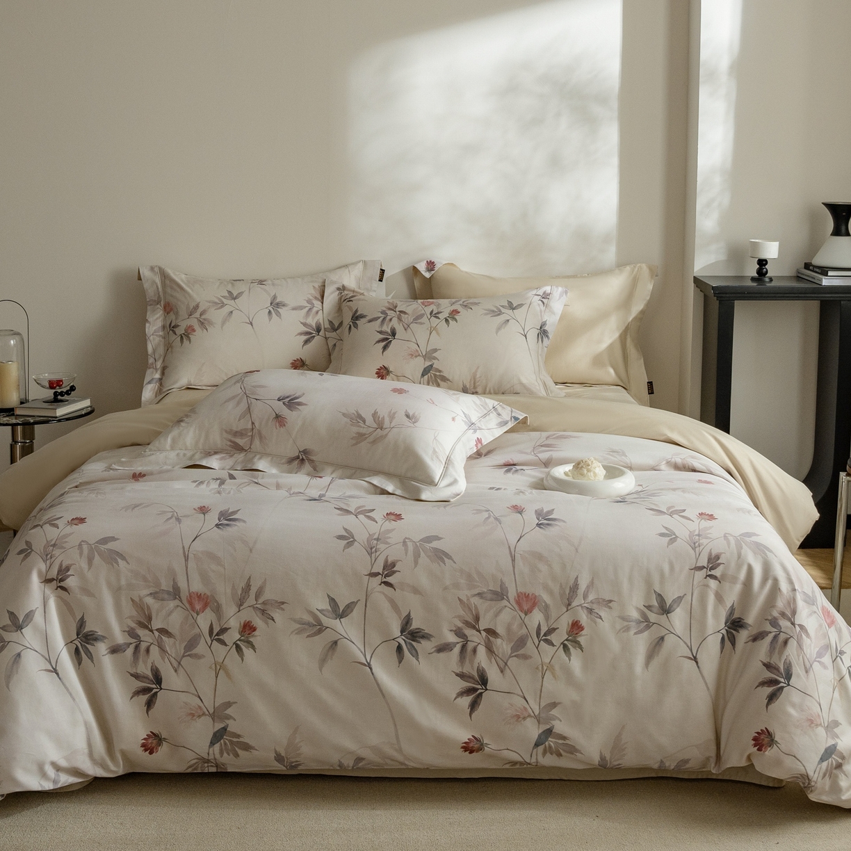 91家纺网 家纺一手货源 找家纺 莱豫家纺 2026新款长绒棉纯棉阿克苏数码印花四件套 棠宋