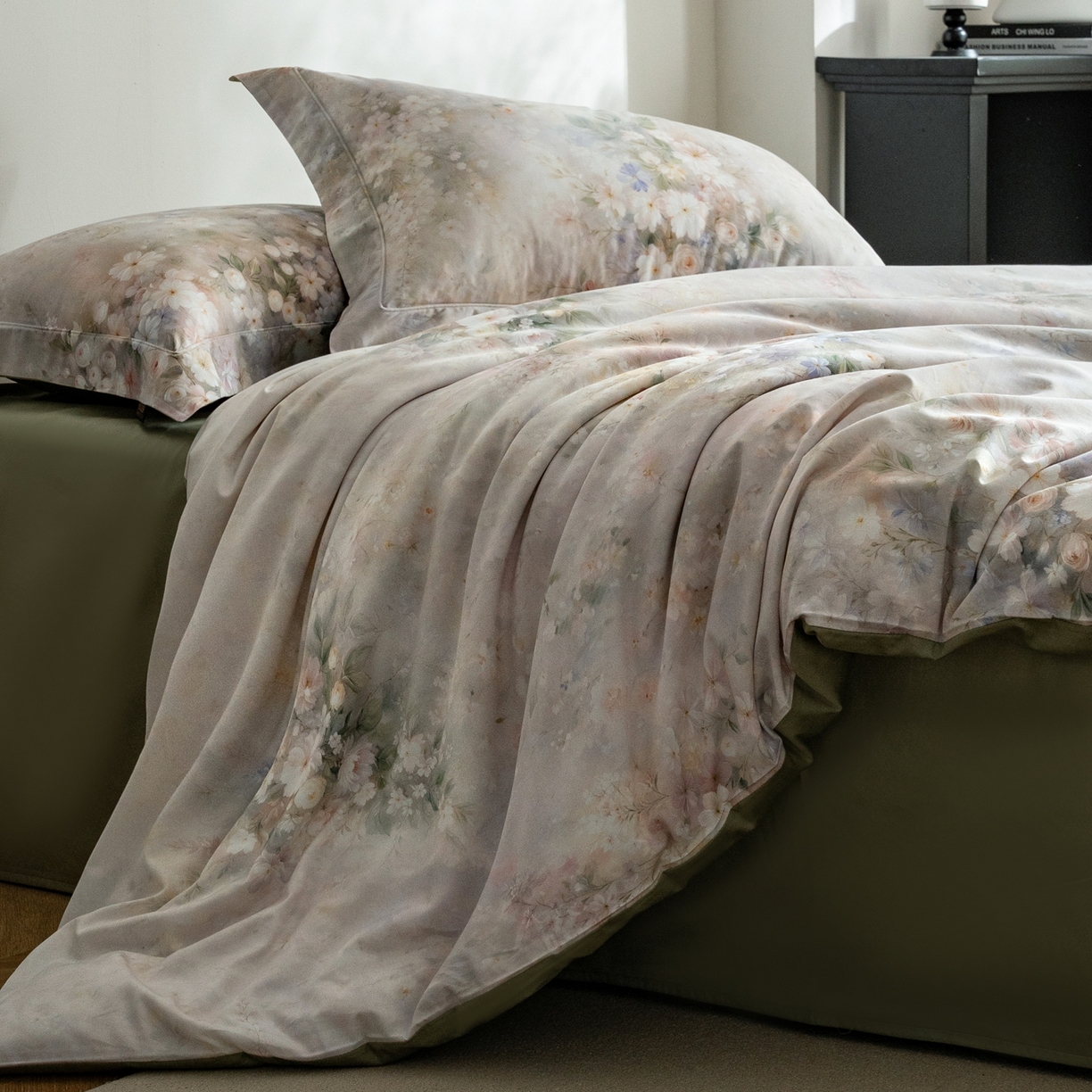 91家纺网 家纺一手货源 找家纺 莱豫家纺 2026新款长绒棉纯棉阿克苏数码印花四件套 白云山茶