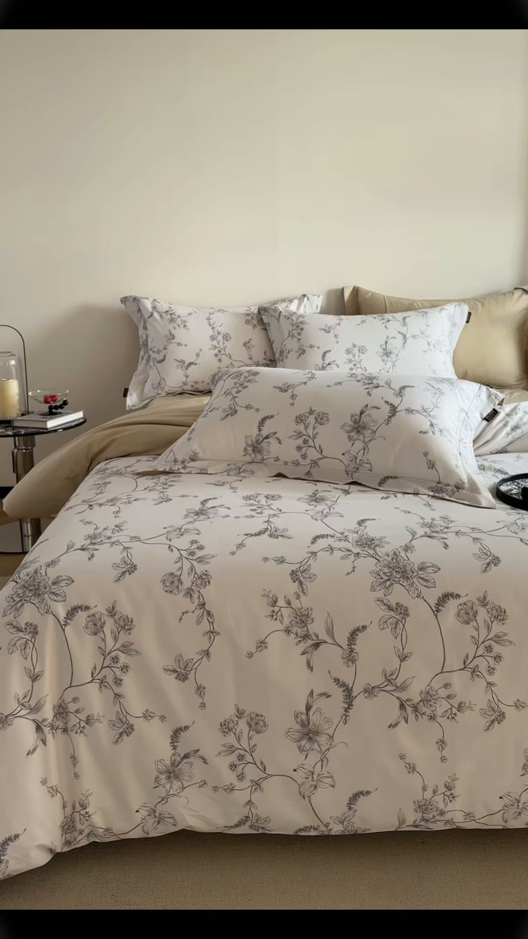 91家纺网 家纺一手货源 找家纺 莱豫家纺 2026新款长绒棉纯棉阿克苏数码印花四件套 春涧粉紫