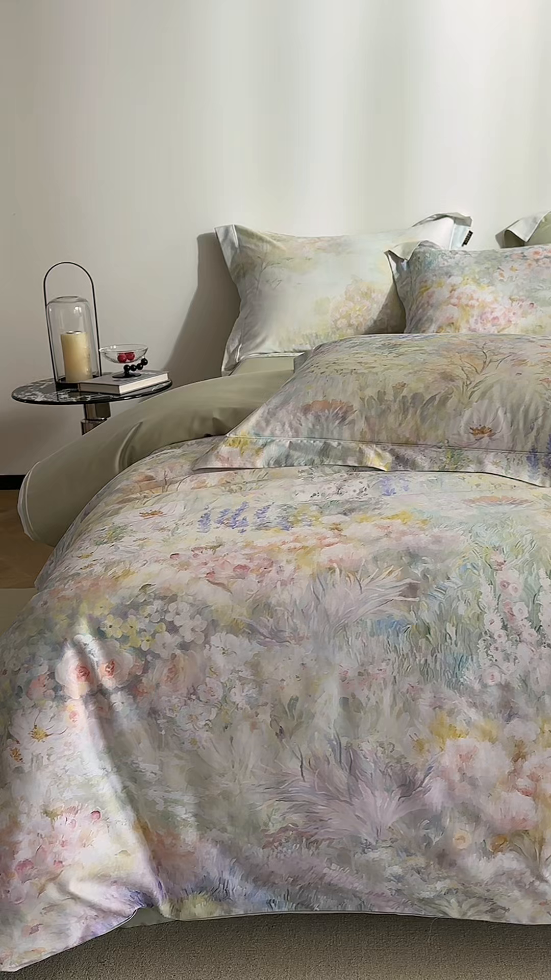 91家纺网 家纺一手货源 找家纺 莱豫家纺 2026新款长绒棉纯棉阿克苏数码印花四件套 木与叁山灰