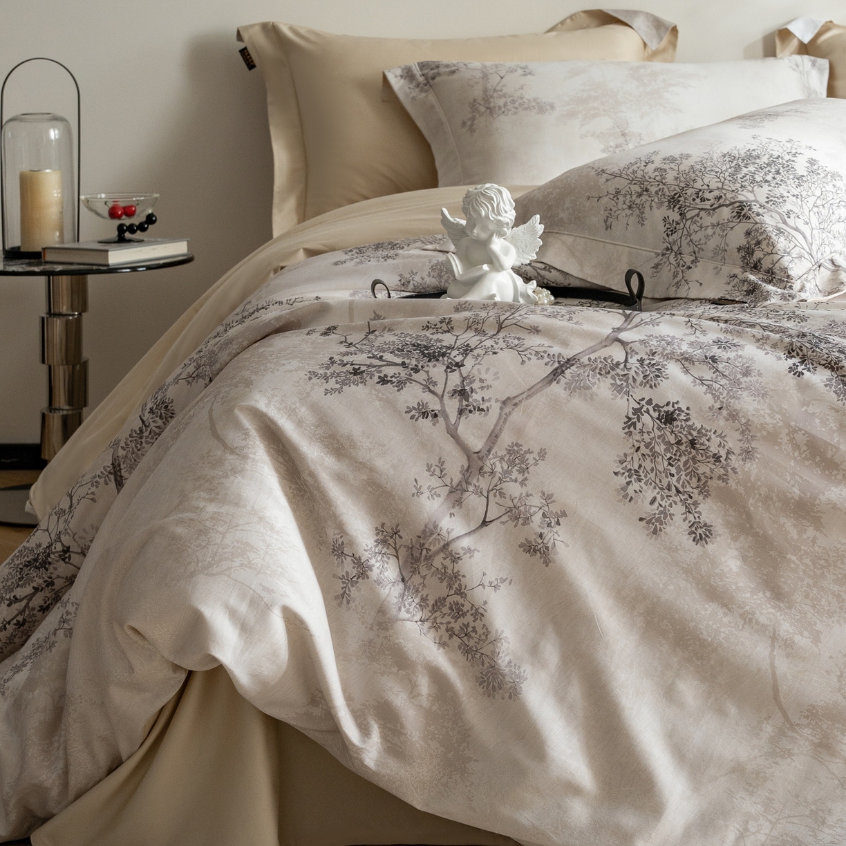 91家纺网 家纺一手货源 找家纺 莱豫家纺 2026新款长绒棉纯棉阿克苏数码印花四件套 木与叁山米