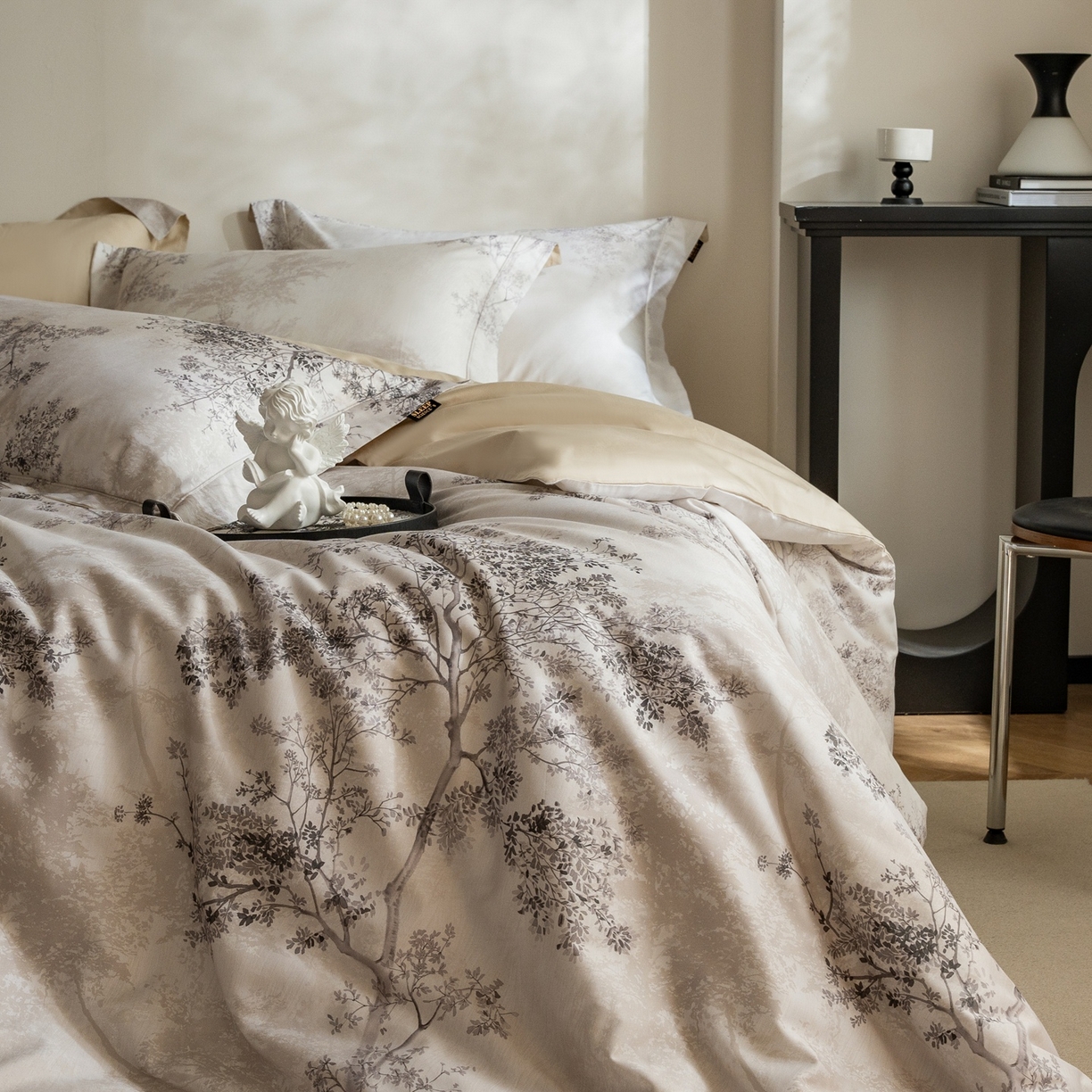 91家纺网 家纺一手货源 找家纺 莱豫家纺 2026新款长绒棉纯棉阿克苏数码印花四件套 木与叁山米