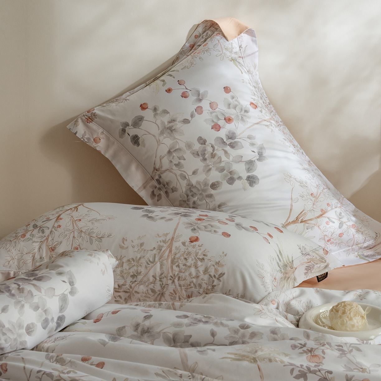 91家纺网 家纺一手货源 找家纺 莱豫家纺 2026新款长绒棉纯棉阿克苏数码印花四件套 森间序