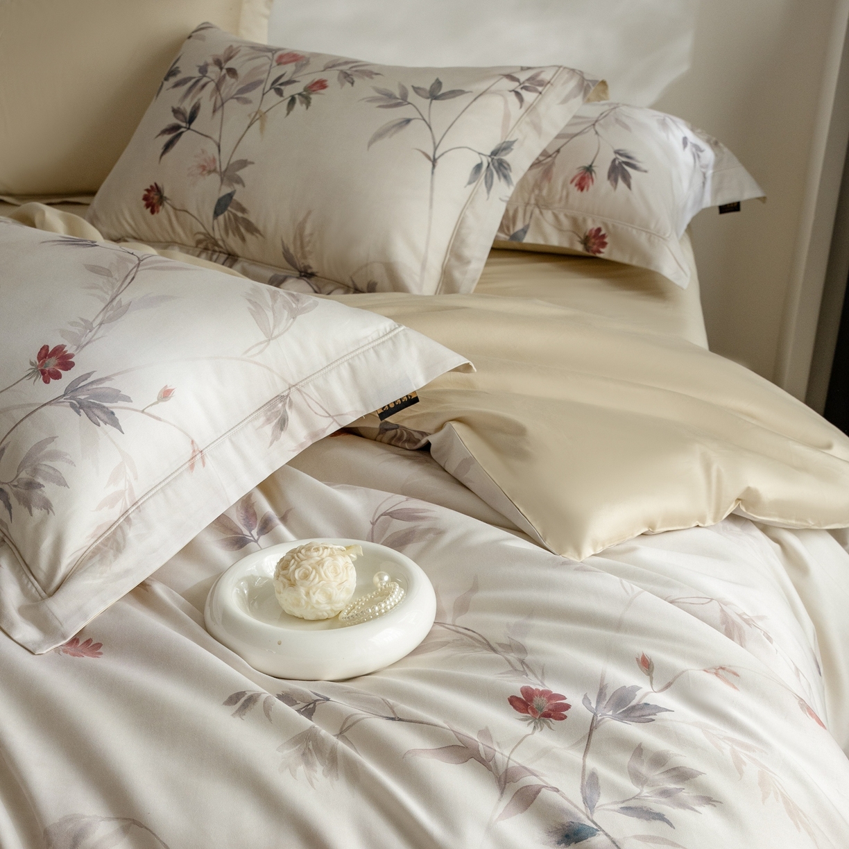 91家纺网 家纺一手货源 找家纺 莱豫家纺 2026新款长绒棉纯棉阿克苏数码印花四件套 棠宋