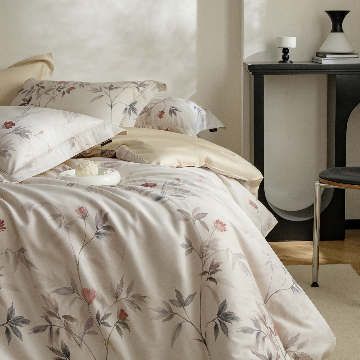 91家纺网 家纺一手货源 找家纺 莱豫家纺 2026新款长绒棉纯棉阿克苏数码印花四件套 棠宋