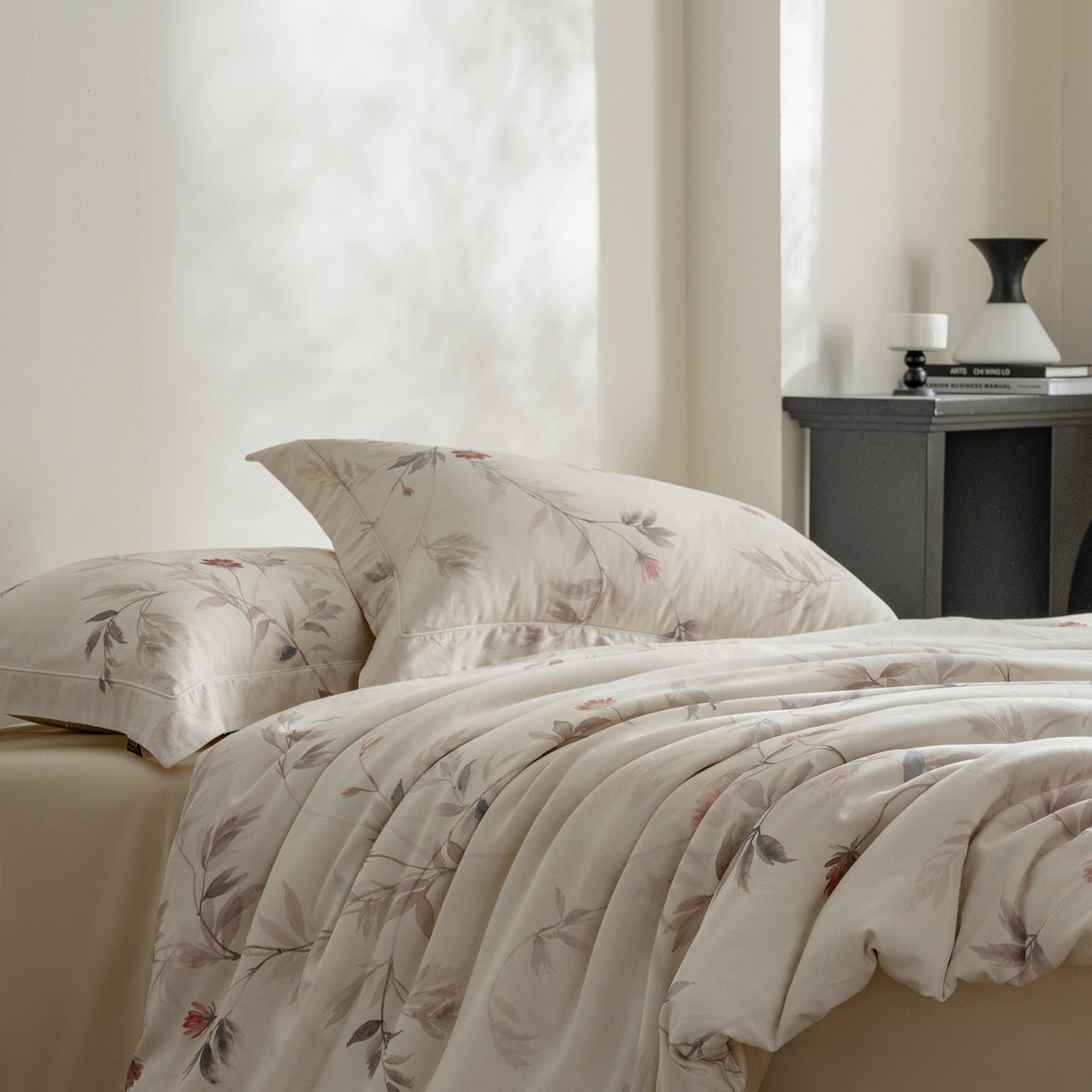 91家纺网 家纺一手货源 找家纺 莱豫家纺 2026新款长绒棉纯棉阿克苏数码印花四件套 棠宋