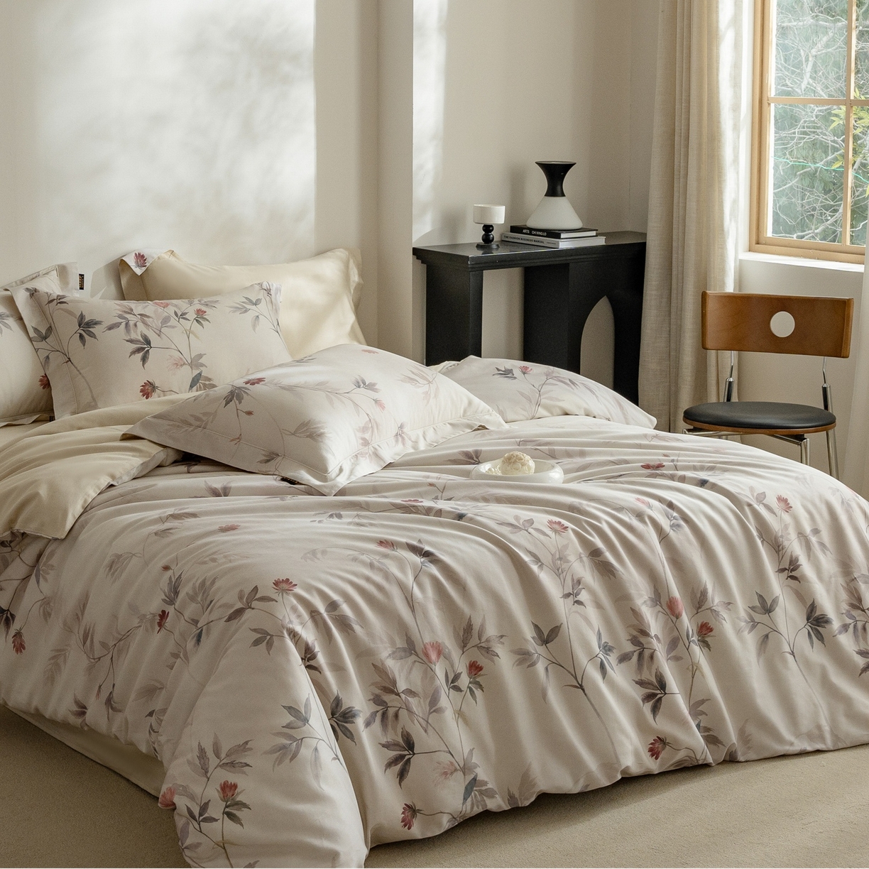 91家纺网 家纺一手货源 找家纺 莱豫家纺 2026新款长绒棉纯棉阿克苏数码印花四件套 棠宋