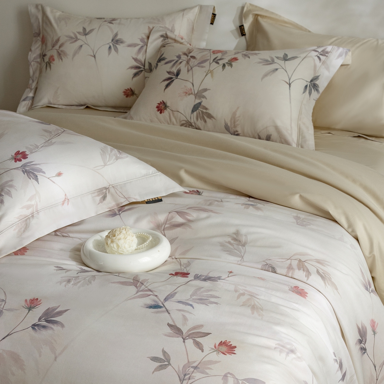 91家纺网 家纺一手货源 找家纺 莱豫家纺 2026新款长绒棉纯棉阿克苏数码印花四件套 棠宋