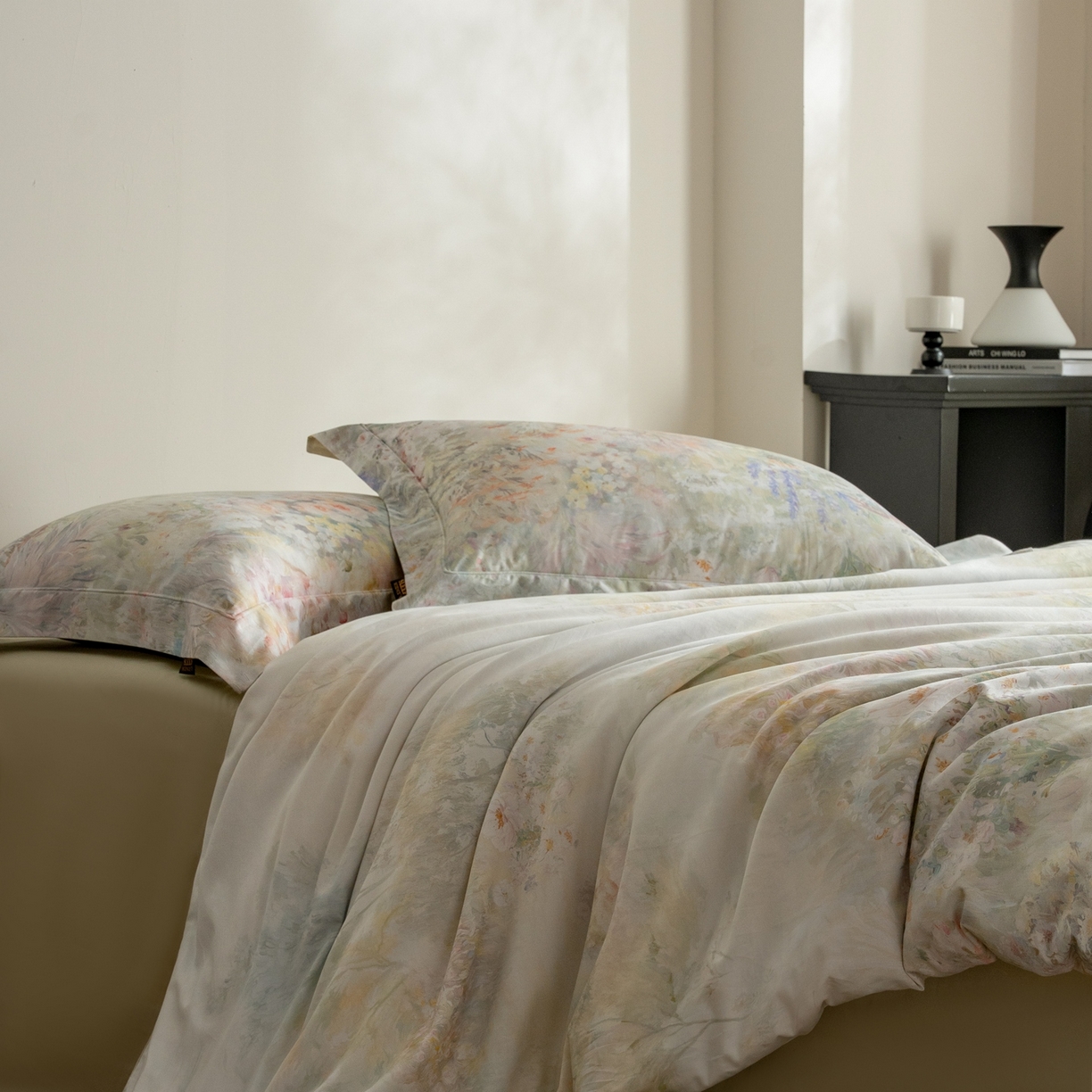 91家纺网 家纺一手货源 找家纺 莱豫家纺 2026新款长绒棉纯棉阿克苏数码印花四件套 微澜