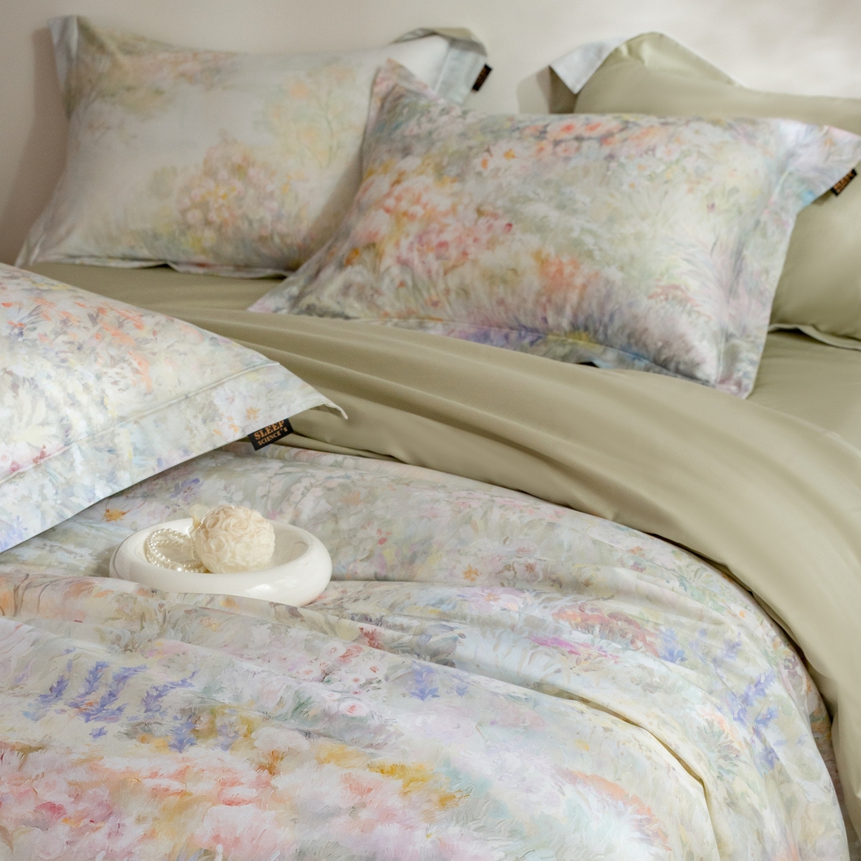 91家纺网 家纺一手货源 找家纺 莱豫家纺 2026新款长绒棉纯棉阿克苏数码印花四件套 微澜