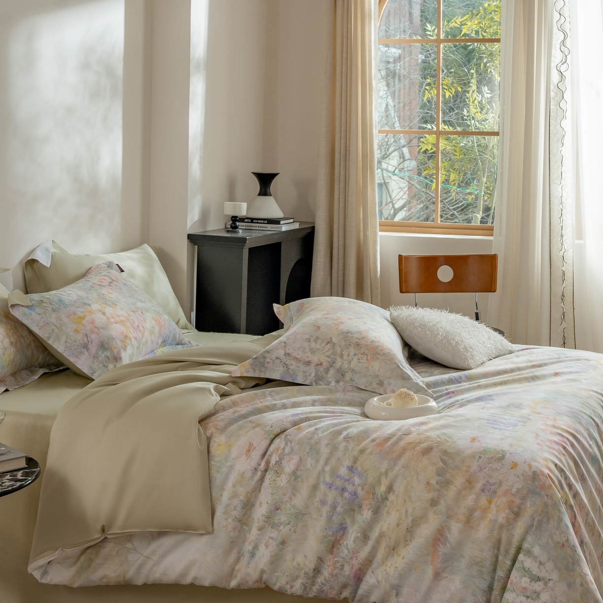 91家纺网 家纺一手货源 找家纺 莱豫家纺 2026新款长绒棉纯棉阿克苏数码印花四件套 微澜