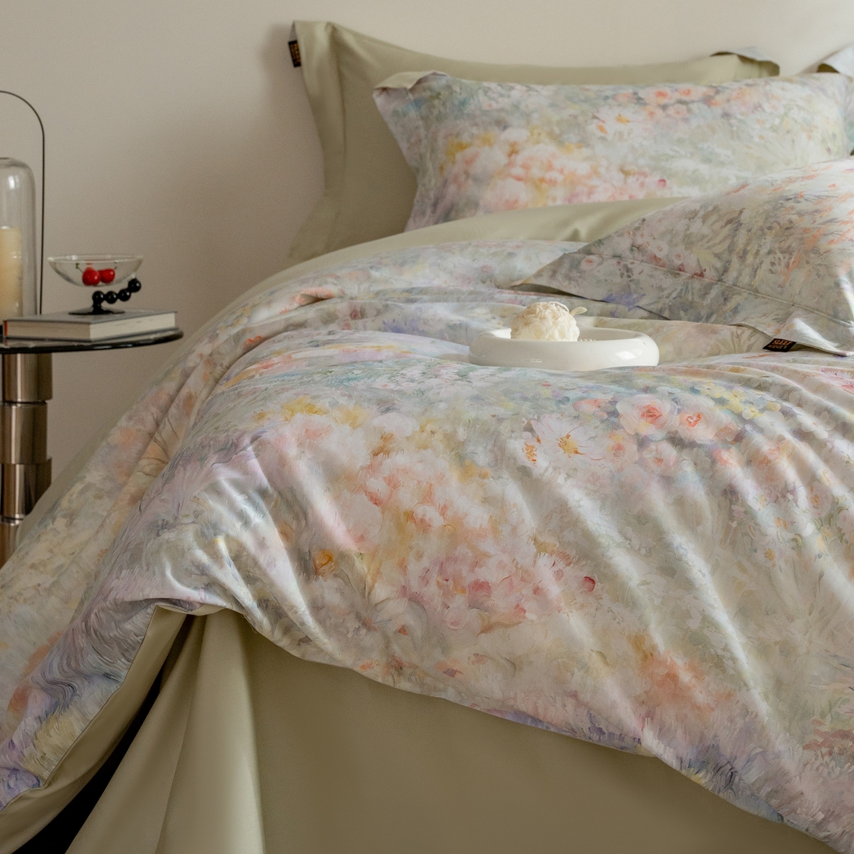 91家纺网 家纺一手货源 找家纺 莱豫家纺 2026新款长绒棉纯棉阿克苏数码印花四件套 微澜