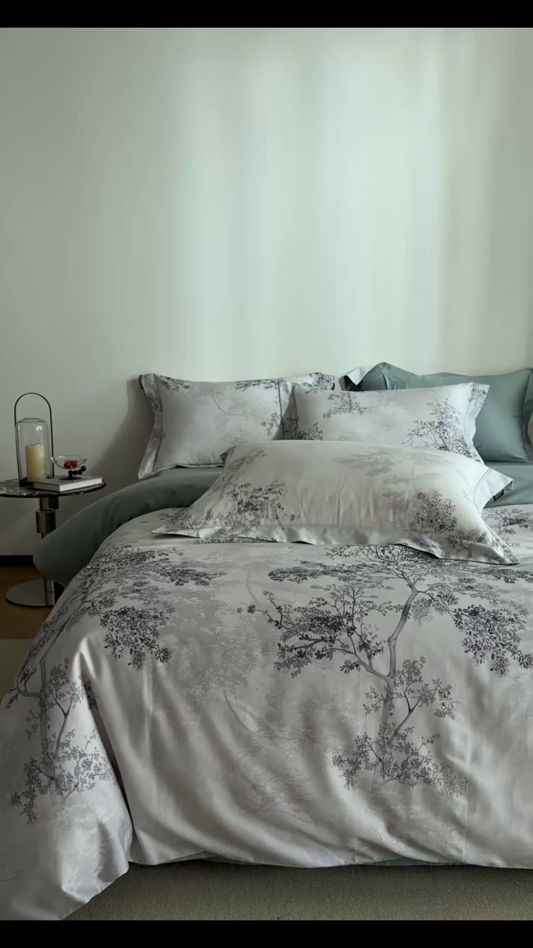 91家纺网 家纺一手货源 找家纺 莱豫家纺 2026新款长绒棉纯棉阿克苏数码印花四件套 微澜