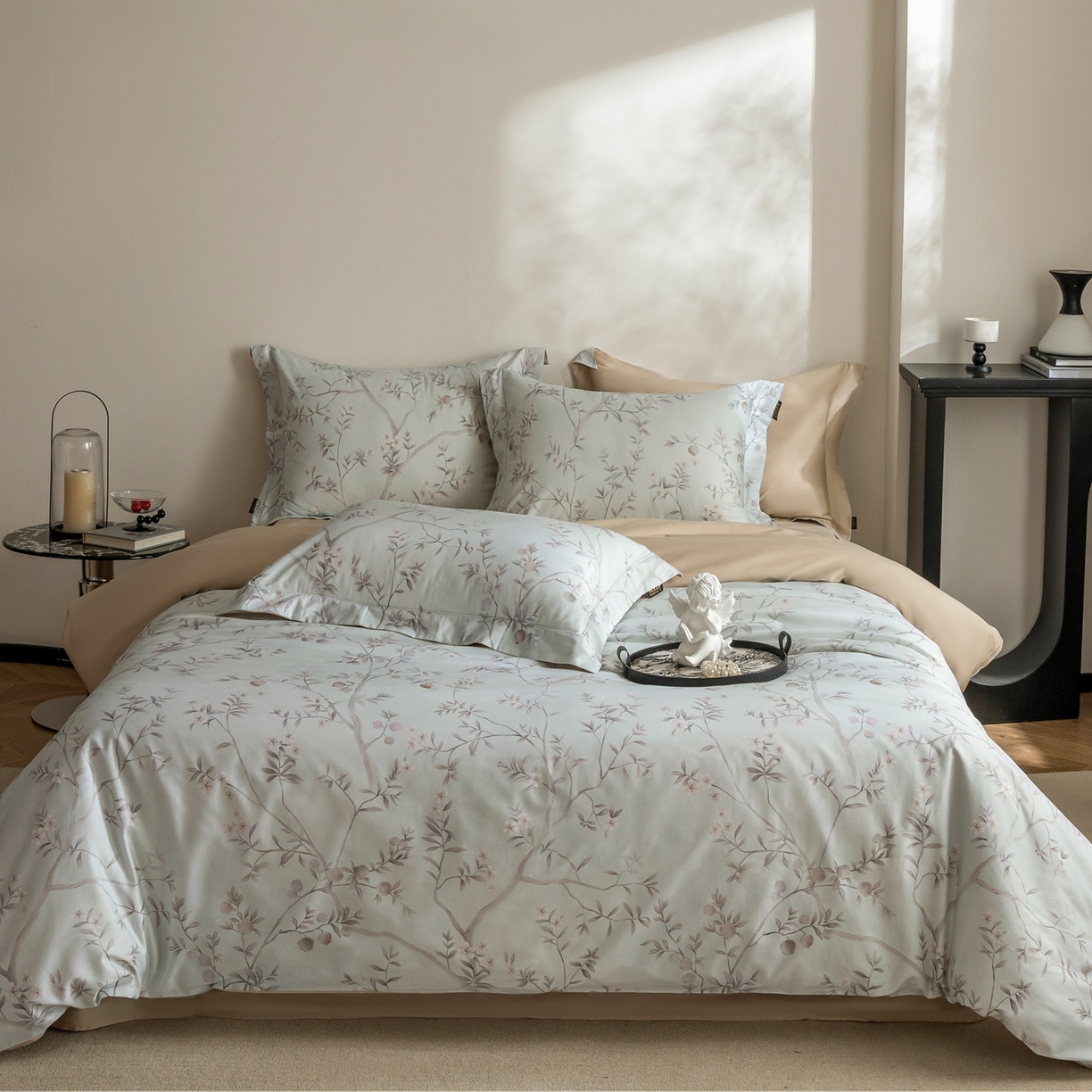 莱豫家纺 2026新款长绒棉纯棉阿克苏数码印花四件套 叙枝有夏